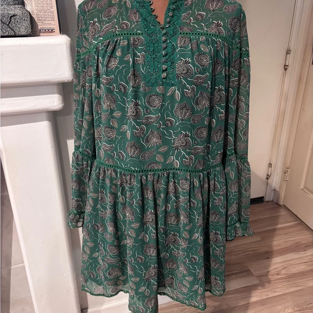 Rebecca Minkoff Florence dress in green paisley print polyester size M. Vintage! - Picture 7 of 16